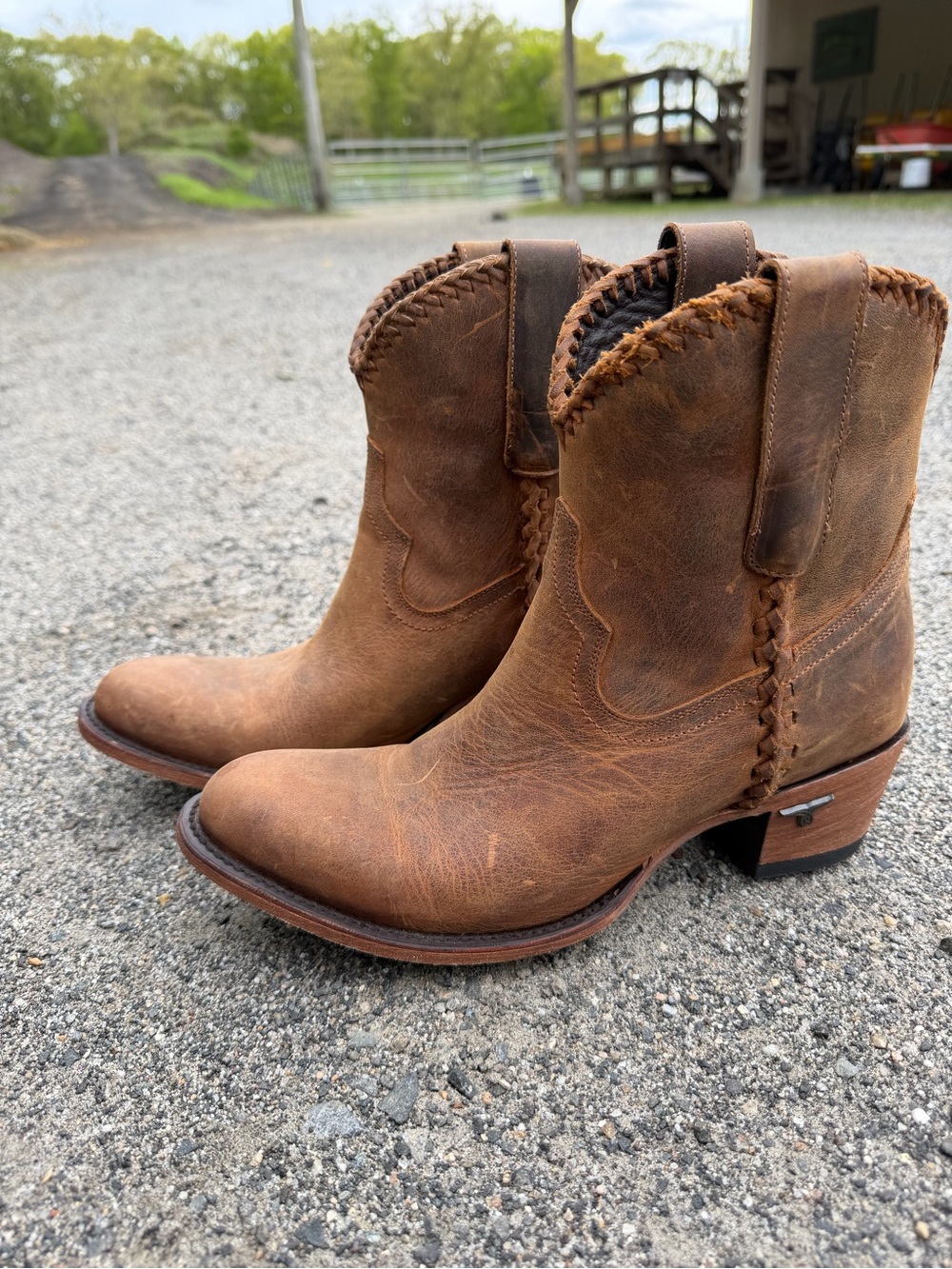 NEW Lane Boots | Plain Jane Braided Round Toe Cowboy Booties size 9.5 brown